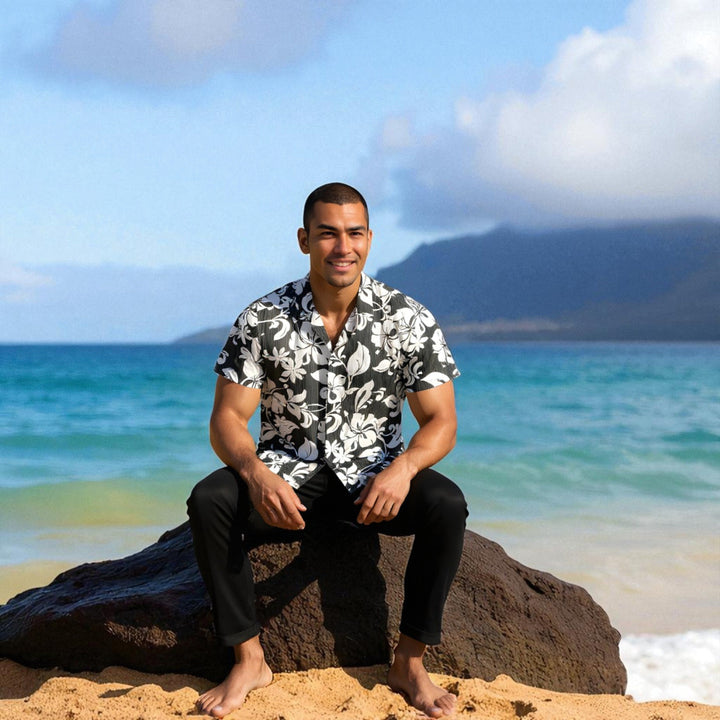 Nanakuli Black Hawaiian Cotton Shirt Made in Hawaii