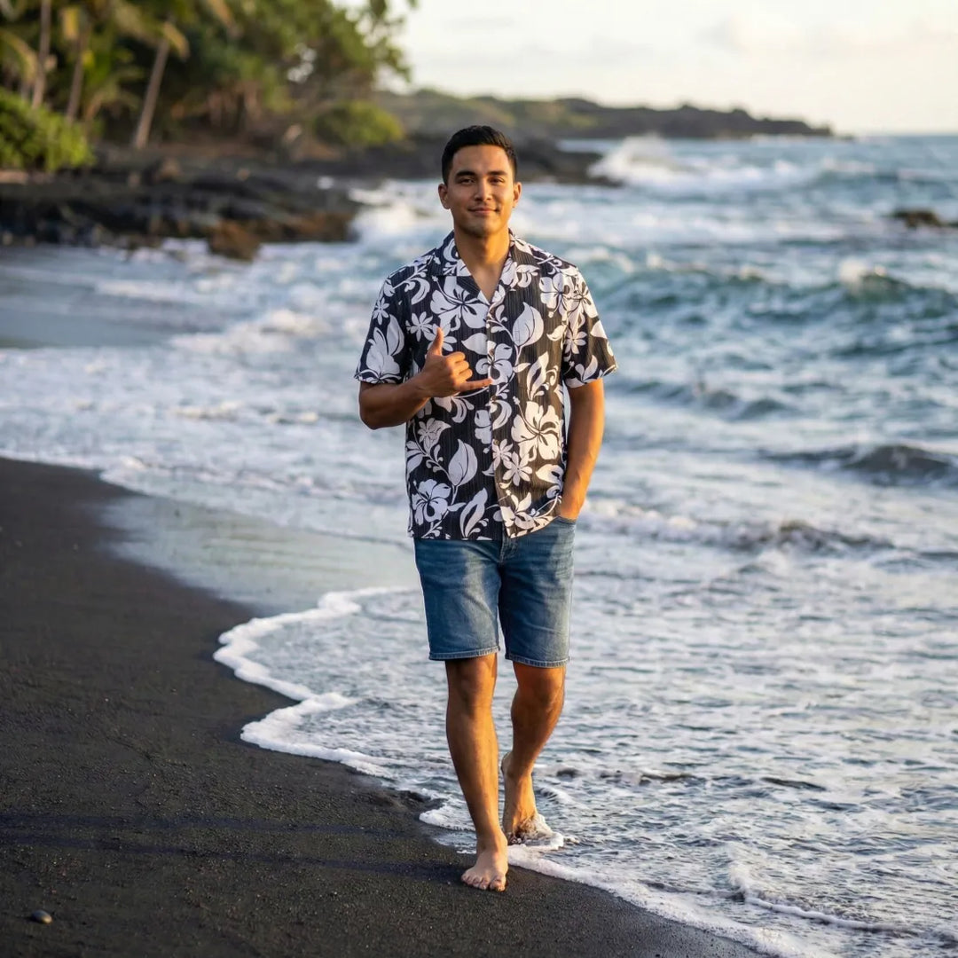 Nanakuli Black Hawaiian Cotton Shirt - Made in Hawaii