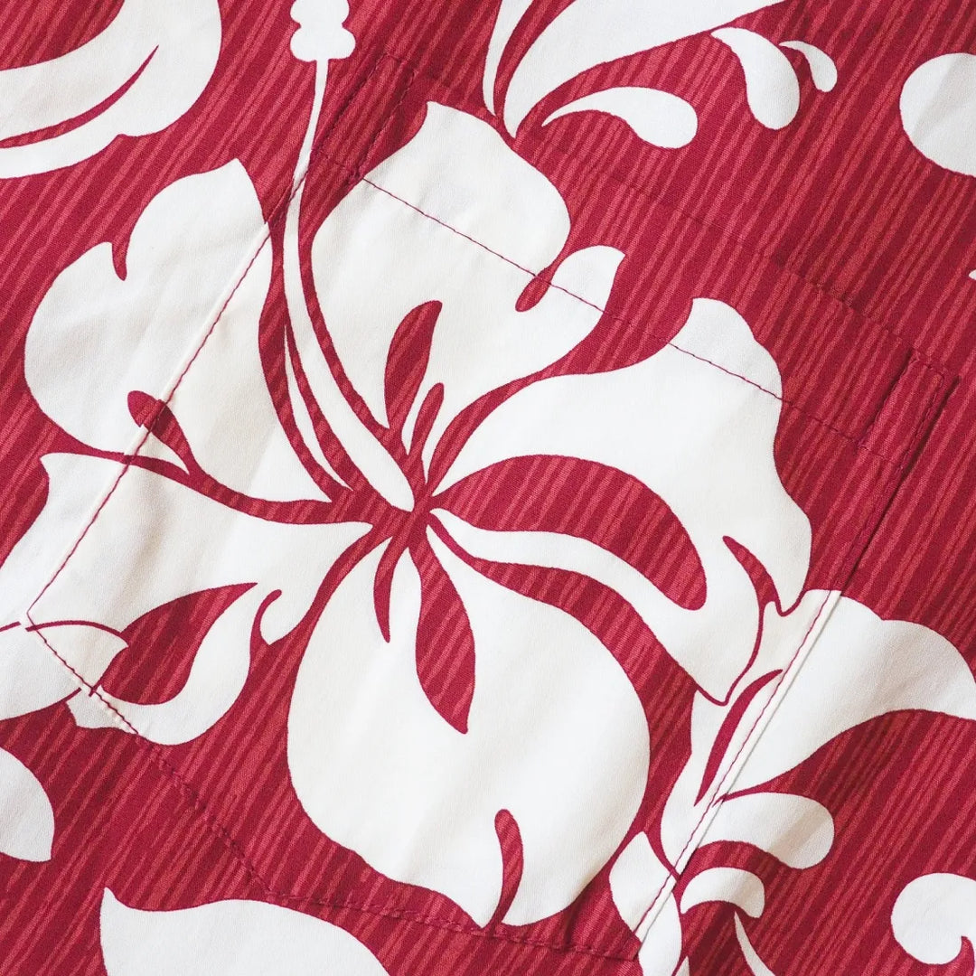 Nanakuli Red Hawaiian Cotton Shirt - Made in Hawaii