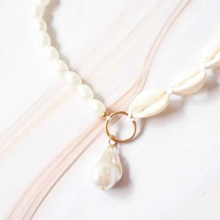 Napali Seashell & Pearls Hawaiian Necklace - Made in Hawaii