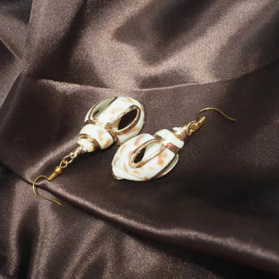 Nautical Spotted Seashell Drop Earrings - Made In Hawaii
