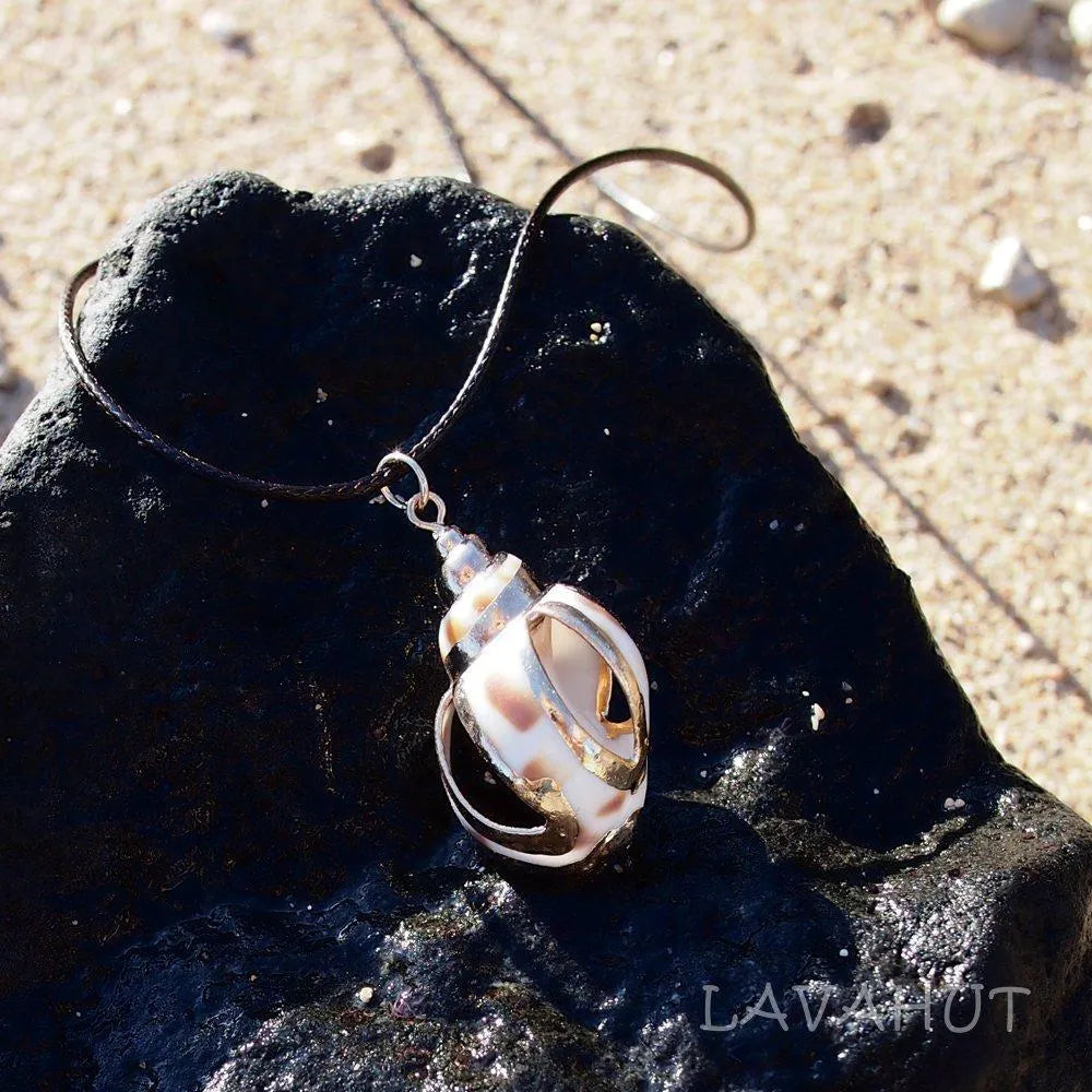 Nautical Spotted Seashell Hawaiian Pendant Necklace - Made in Hawaii