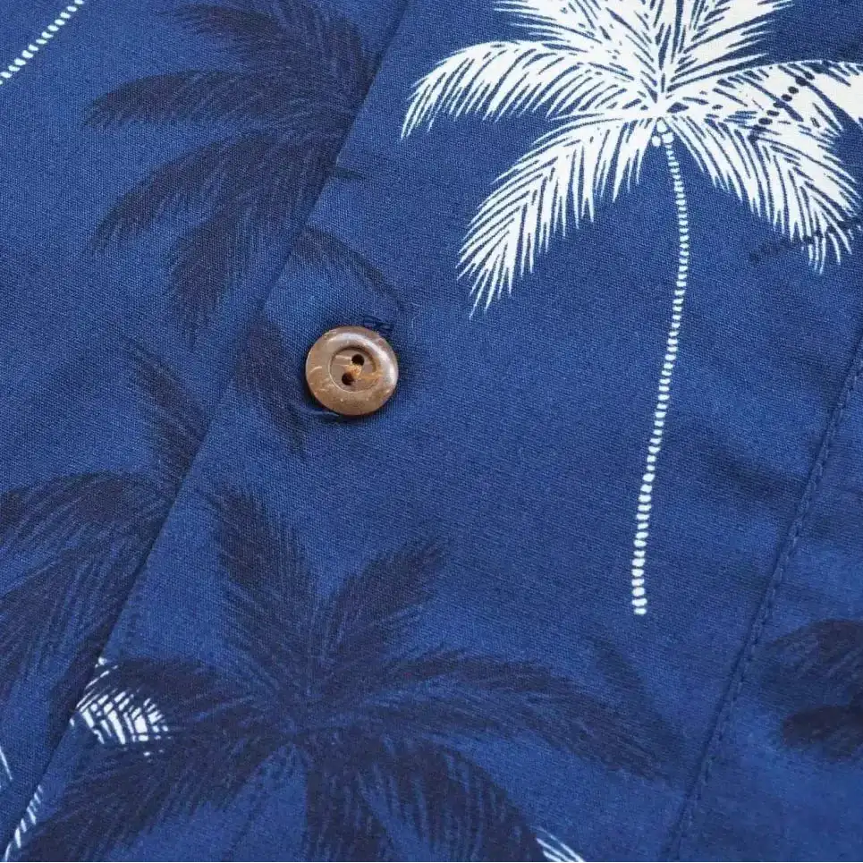 Palm Beach Blue Hawaiian Cotton Shirt - Made in Hawaii