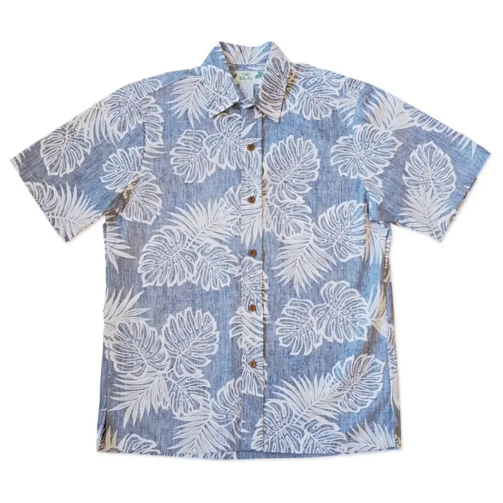 Navy Leaf Hawaiian Reverse Shirt - Made in Hawaii
