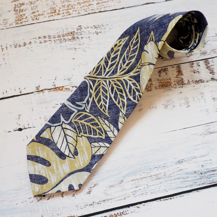 Navy Maunawili Hawaiian Necktie - Made in Hawaii