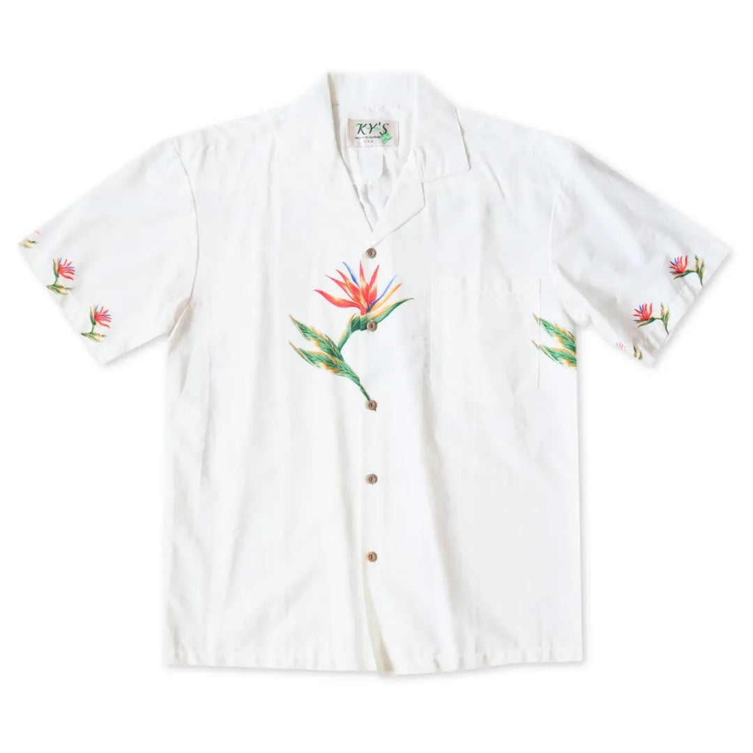 Nuuanu White Hawaiian Border Shirt - Made in Hawaii