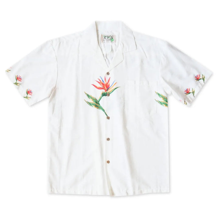 Nuuanu White Hawaiian Border Shirt - Made in Hawaii