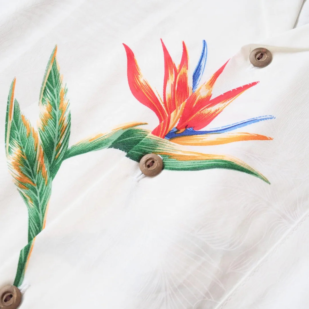 Nuuanu White Hawaiian Border Shirt - Made in Hawaii