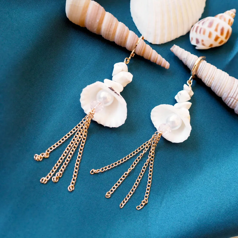 Ocean Dream Seashell Huggie Earrings - Made in Hawaii