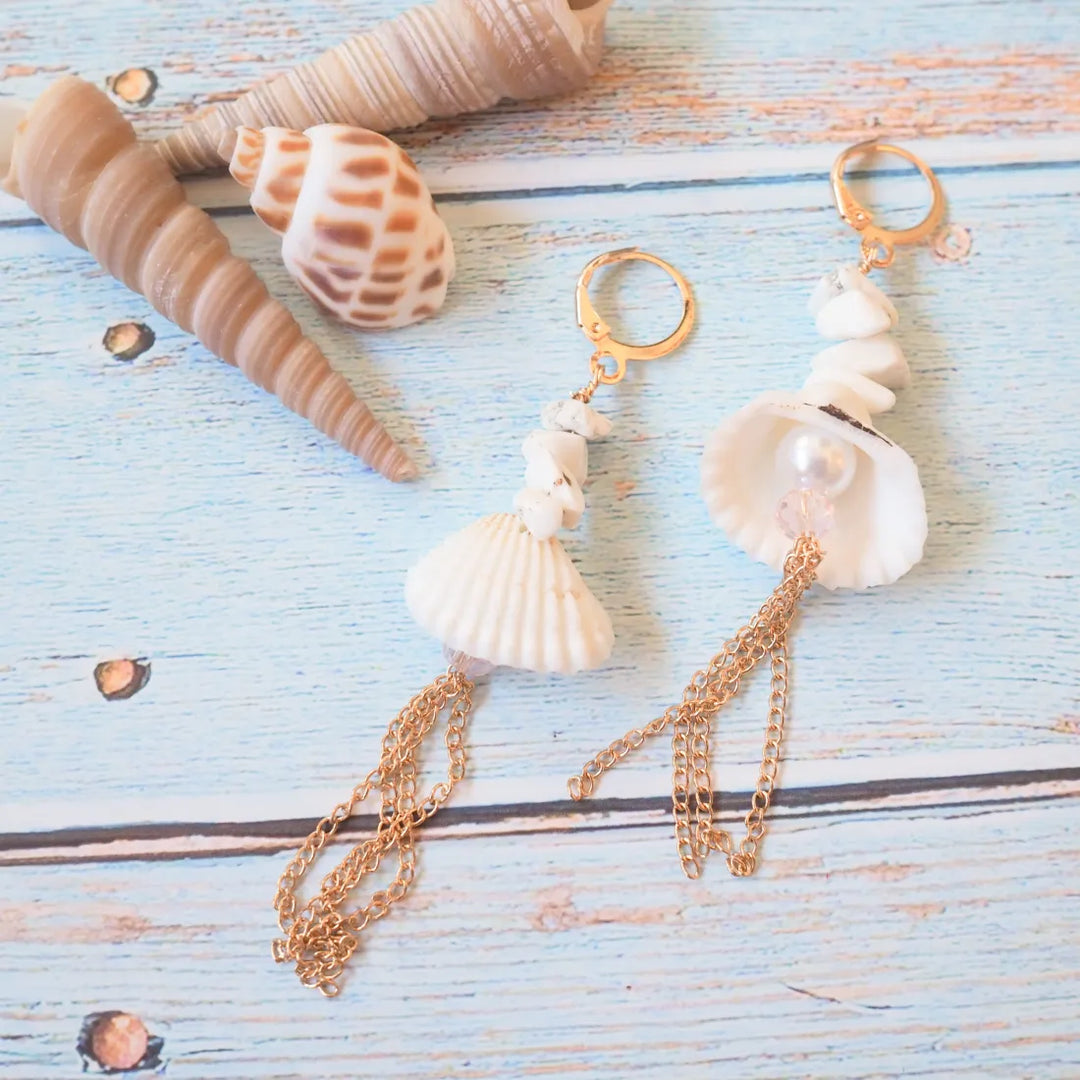 Ocean Dream Seashell Huggie Earrings - Made in Hawaii