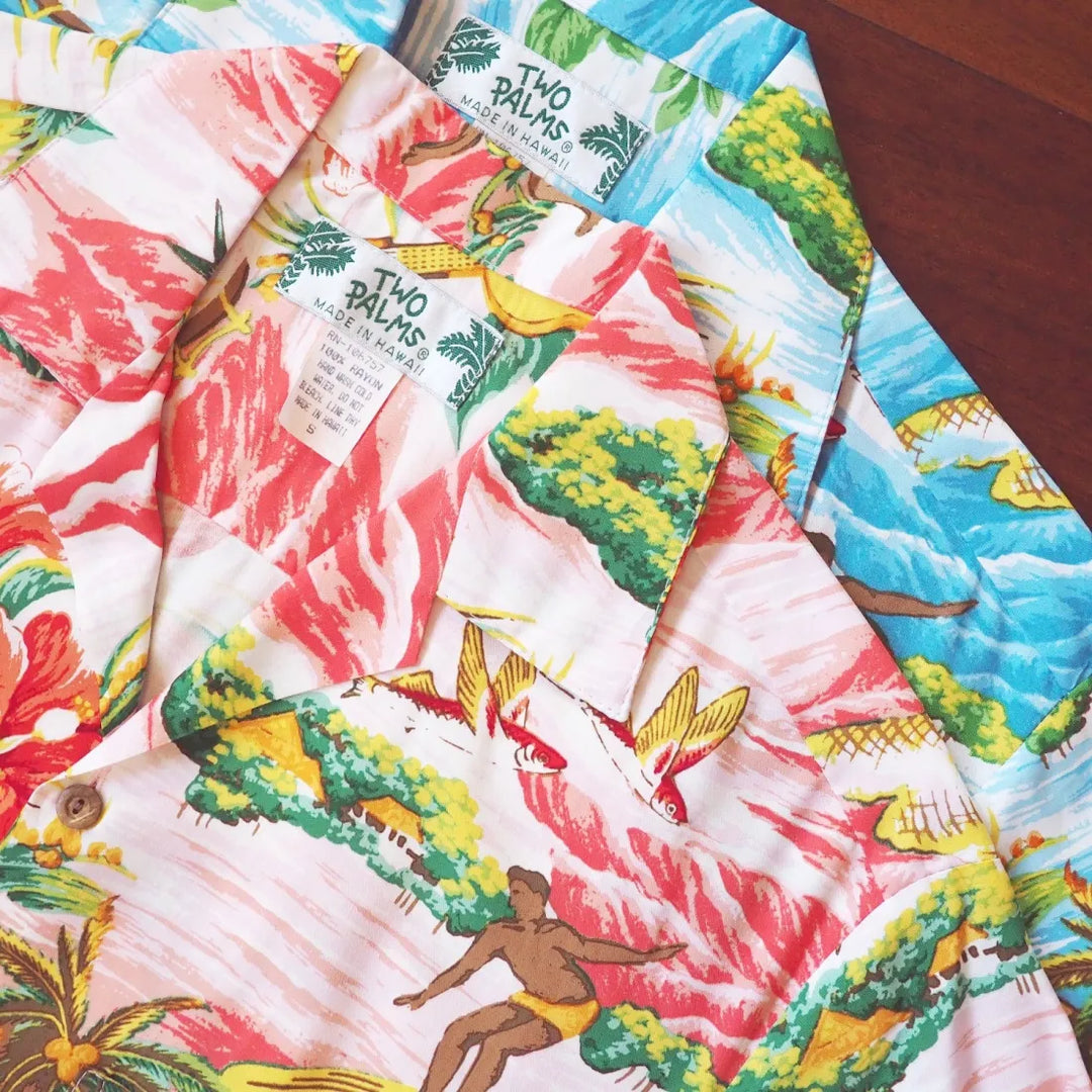 Ocean Life Aqua Hawaiian Rayon Shirt - Made in Hawaii