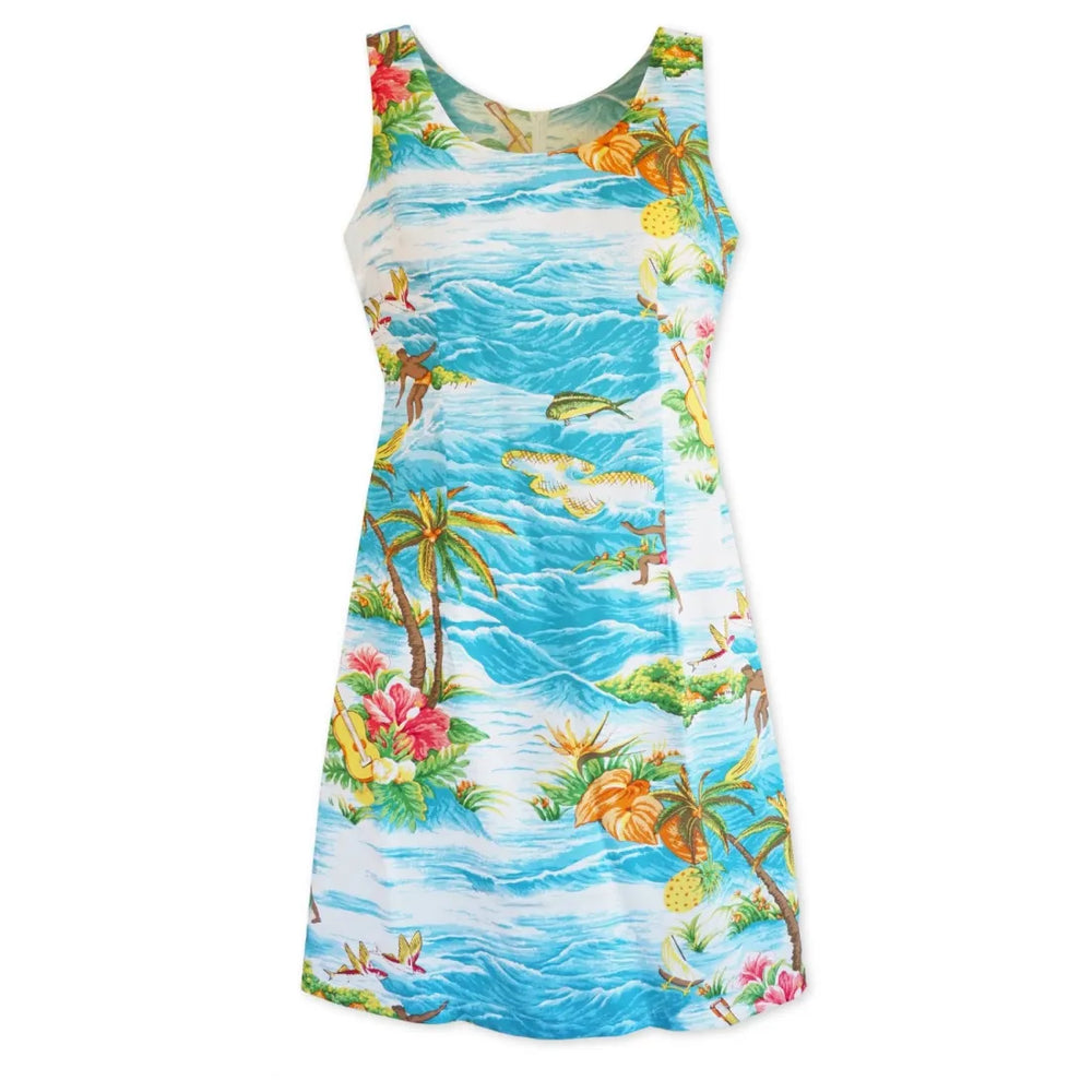 Ocean Life Aqua Short Hawaiian Tank Dress - Made in Hawaii