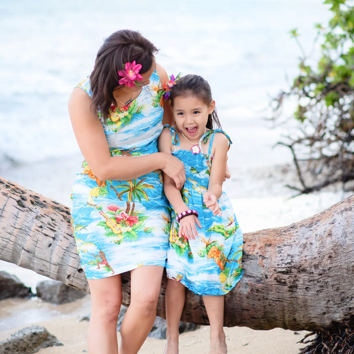 Ocean Life Aqua Short Hawaiian Tank Dress - Made in Hawaii