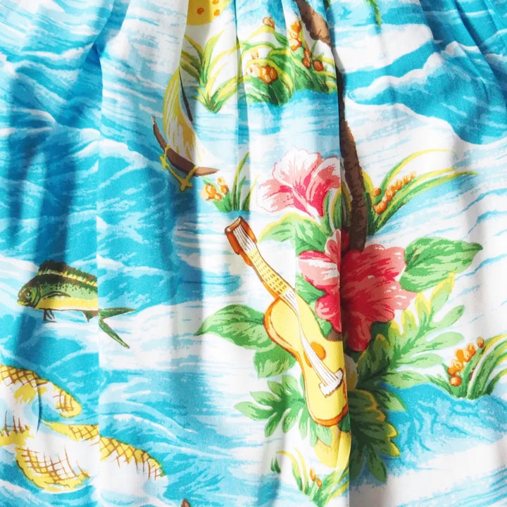 Ocean Life Light Blue Sunkiss Hawaiian Girl Dress - Made in Hawaii