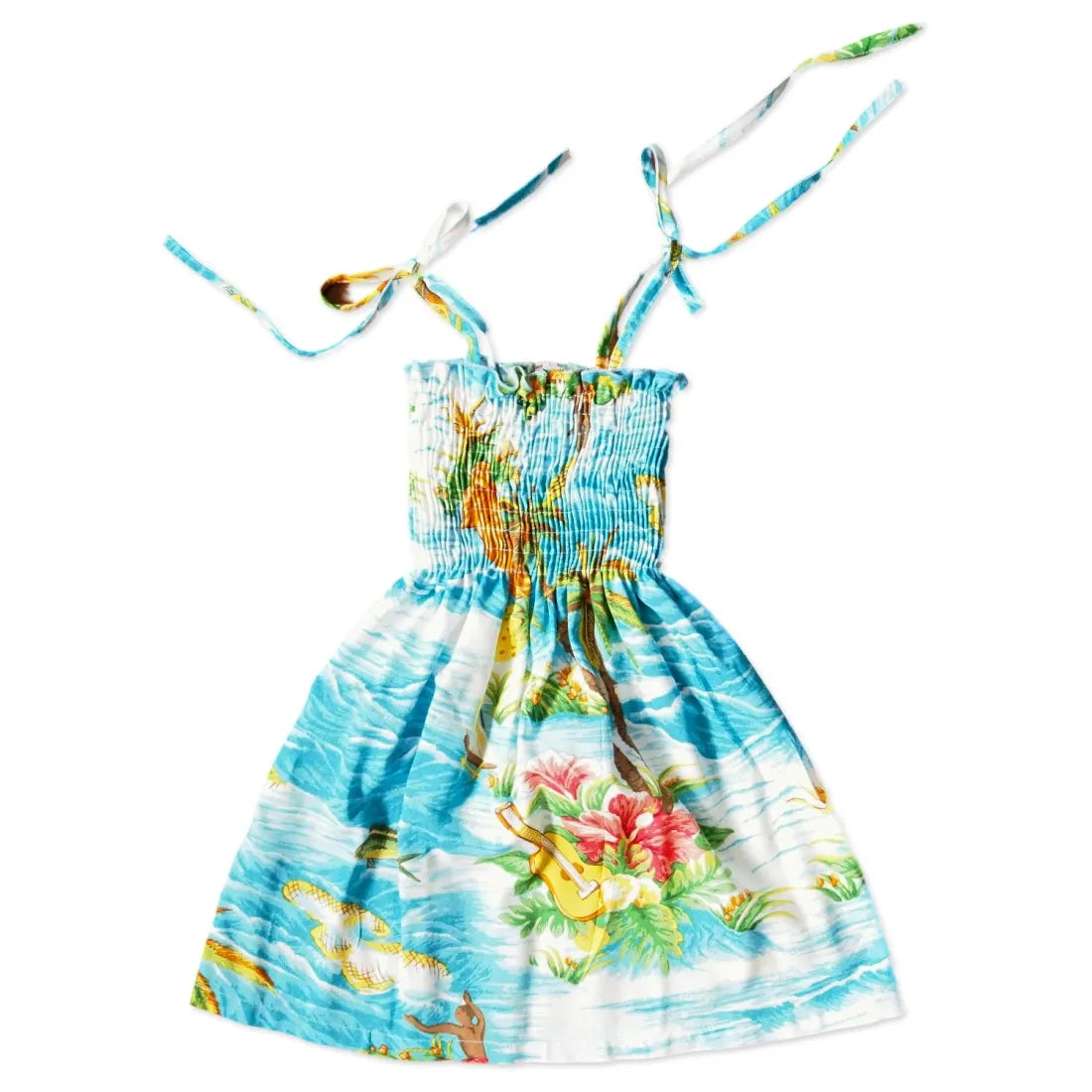 Ocean Life Light Blue Sunkiss Hawaiian Girl Dress - Made In Hawaii