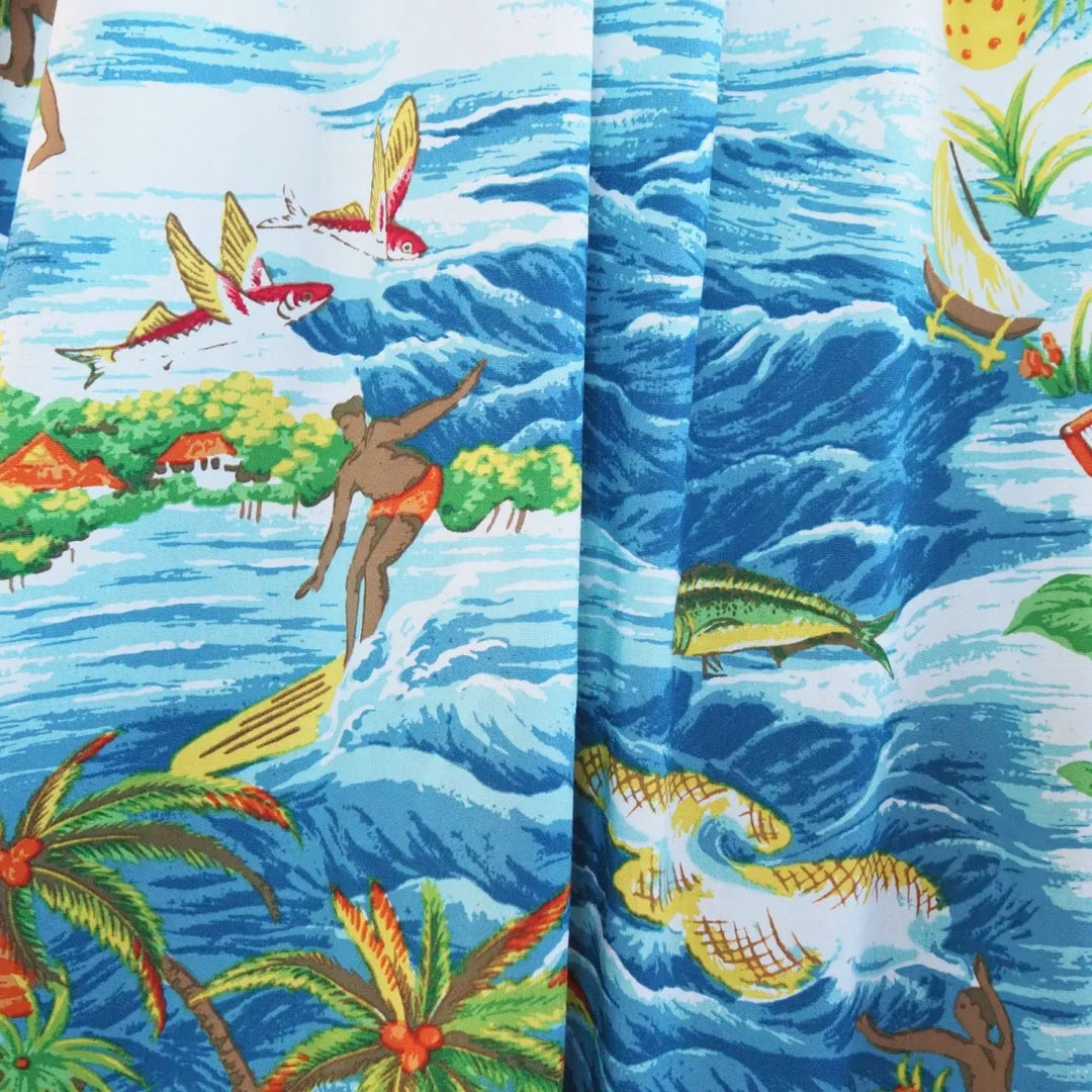 Ocean Life Navy Maxi Hawaiian Dress - Made in Hawaii