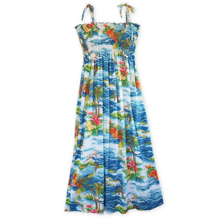 Ocean Life Navy Maxi Hawaiian Dress - Made in Hawaii