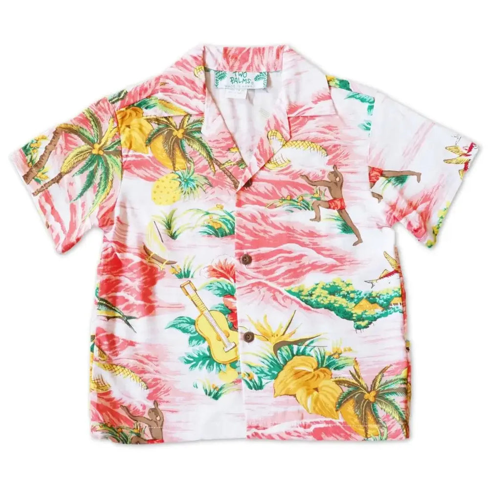 Ocean Life Pink Hawaiian Boy Shirt Made in Hawaii