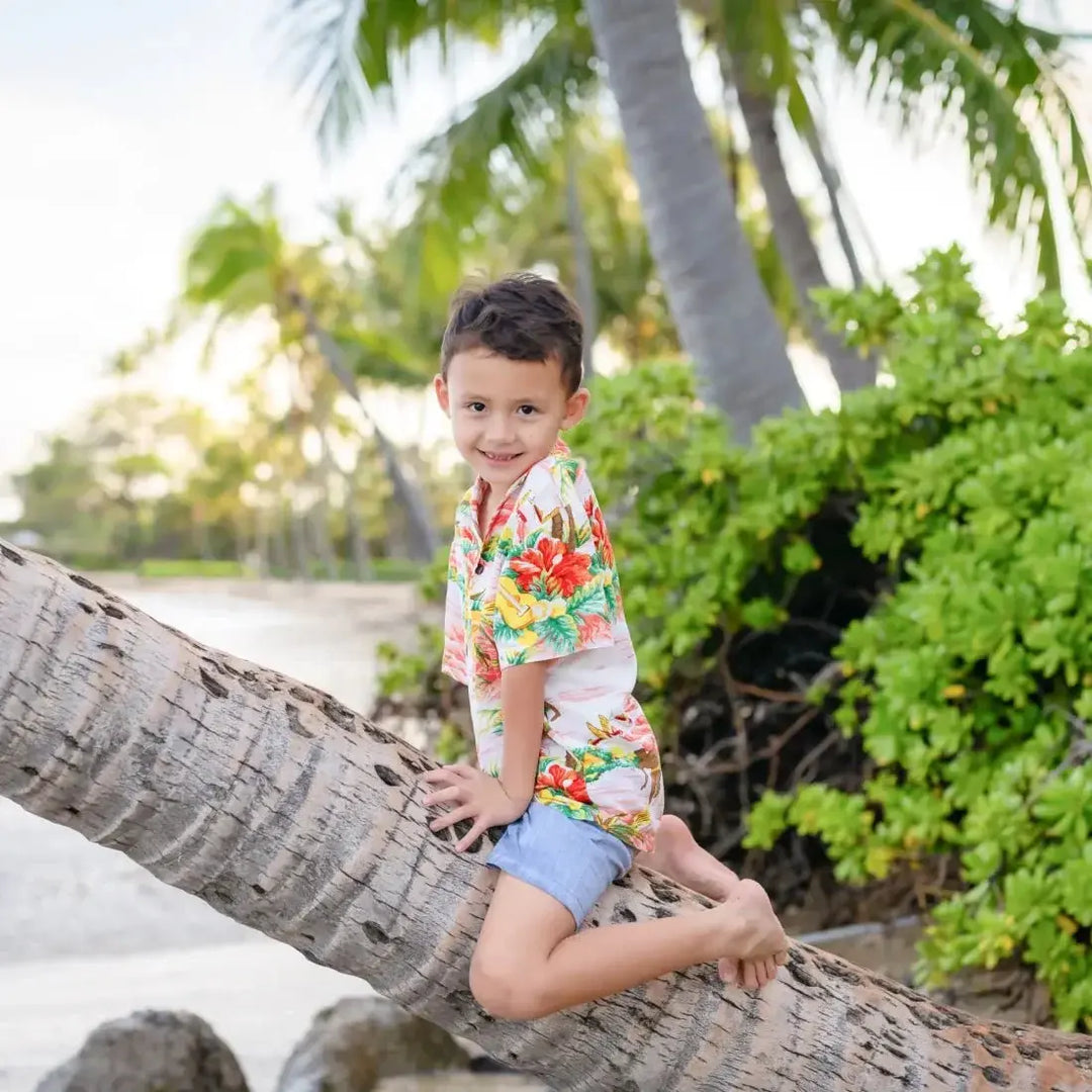 Ocean Life Pink Hawaiian Boy Shirt Made in Hawaii