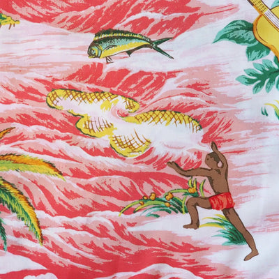 Ocean Life Pink Hawaiian Rayon Fabric By The Yard - Made In Hawaii