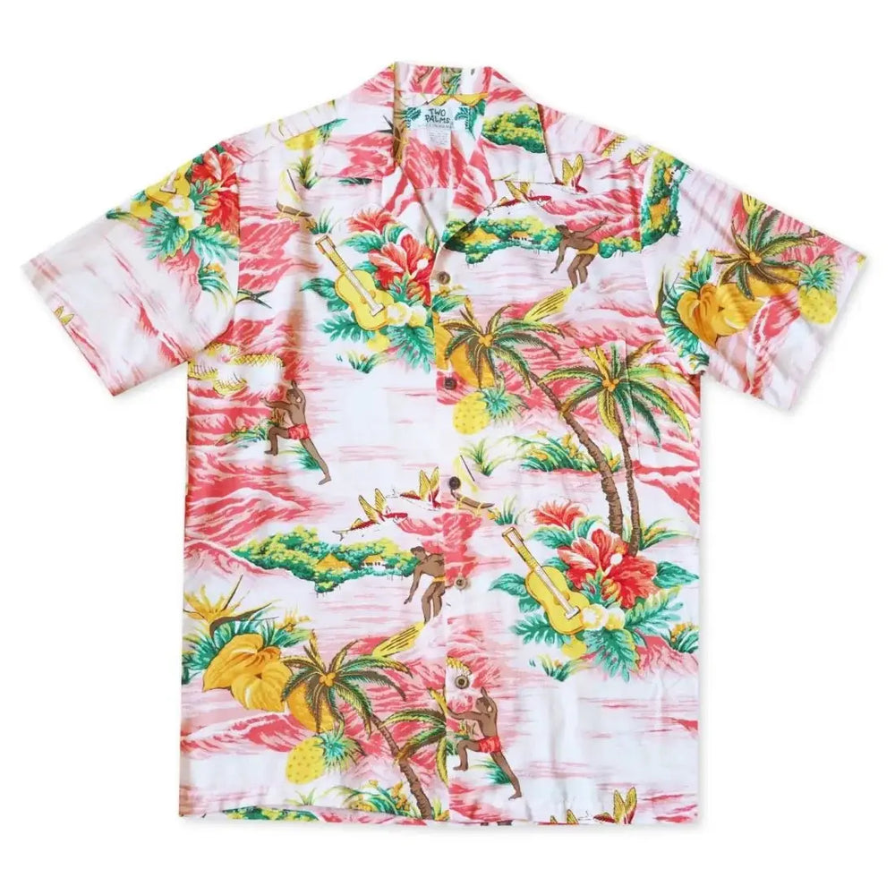 Ocean Life Pink Hawaiian Rayon Shirt Made in Hawaii