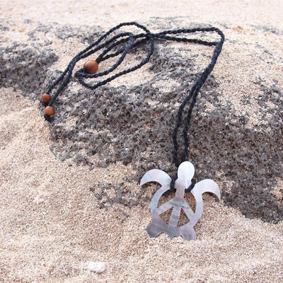 Ocean Turtle ’honu’ Mother Of Pearl Hawaiian Necklace - Made In Hawaii