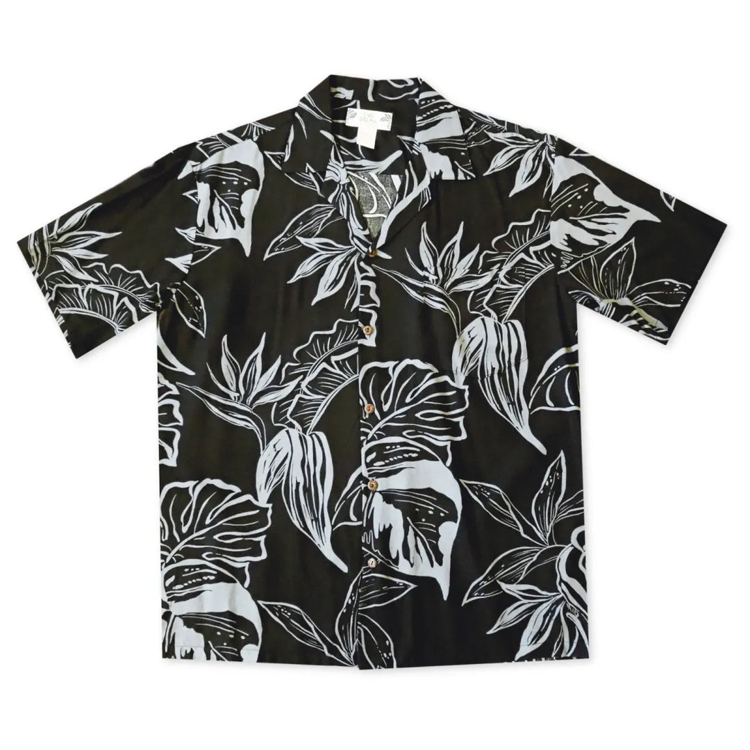 Olomana Black Hawaiian Rayon Shirt - Made in Hawaii