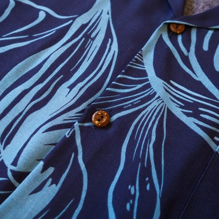 Olomana Blue Hawaiian Rayon Shirt - Made in Hawaii