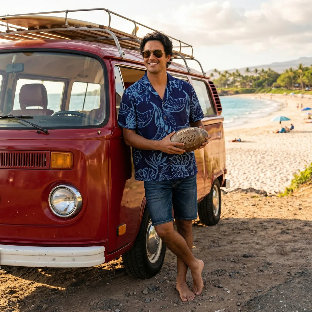 Olomana Blue Hawaiian Rayon Shirt - Made in Hawaii