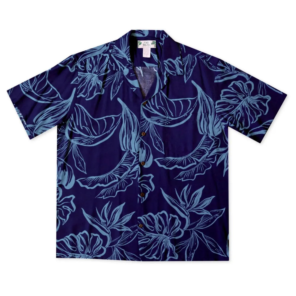 Olomana Blue Hawaiian Rayon Shirt - Made in Hawaii