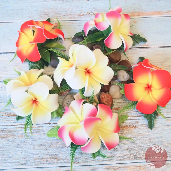 Orange Double Joy Plumeria Hawaiian Flower Hair Clip - Made in Hawaii