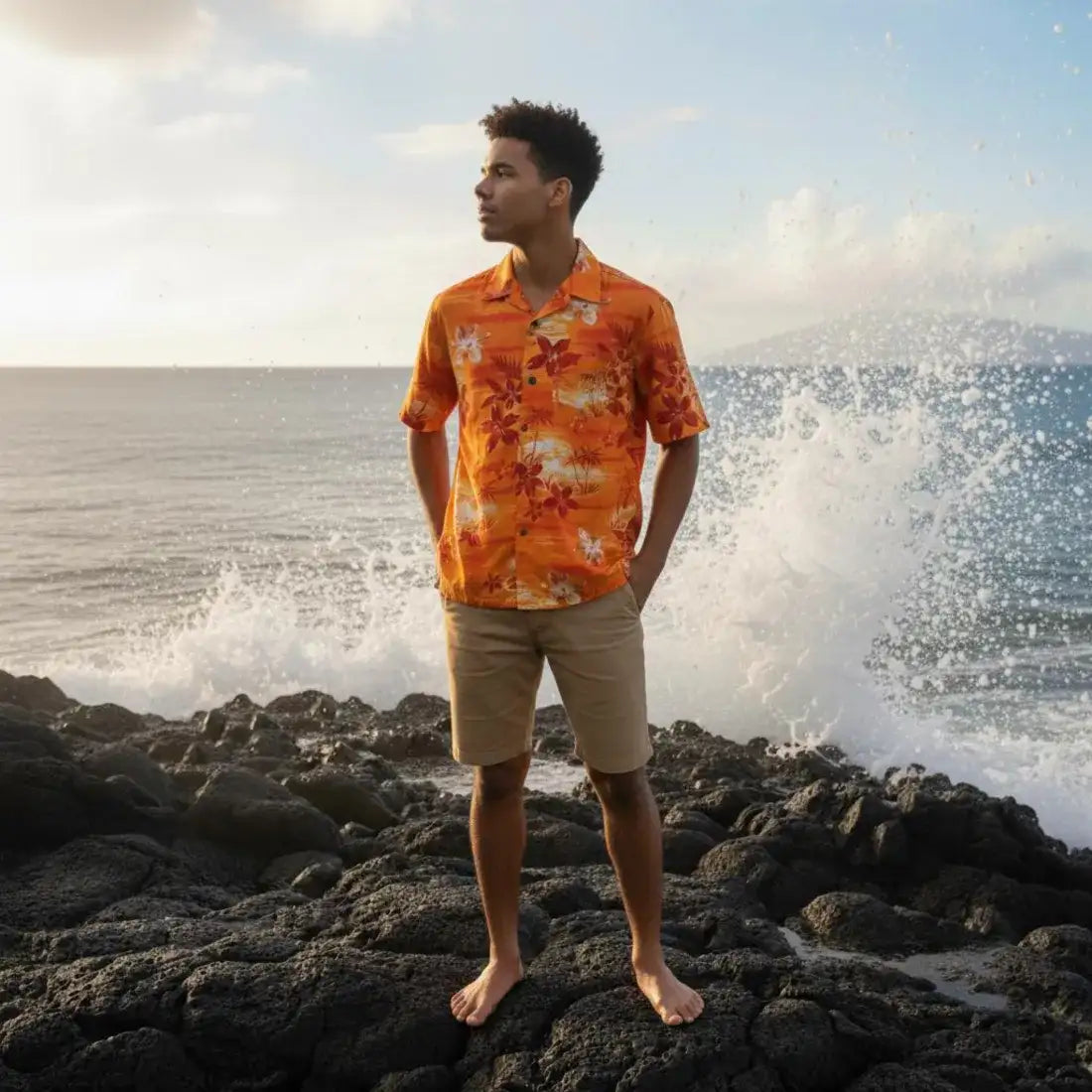 Aurora Orange Hawaiian Rayon Shirt - Made in Hawaii