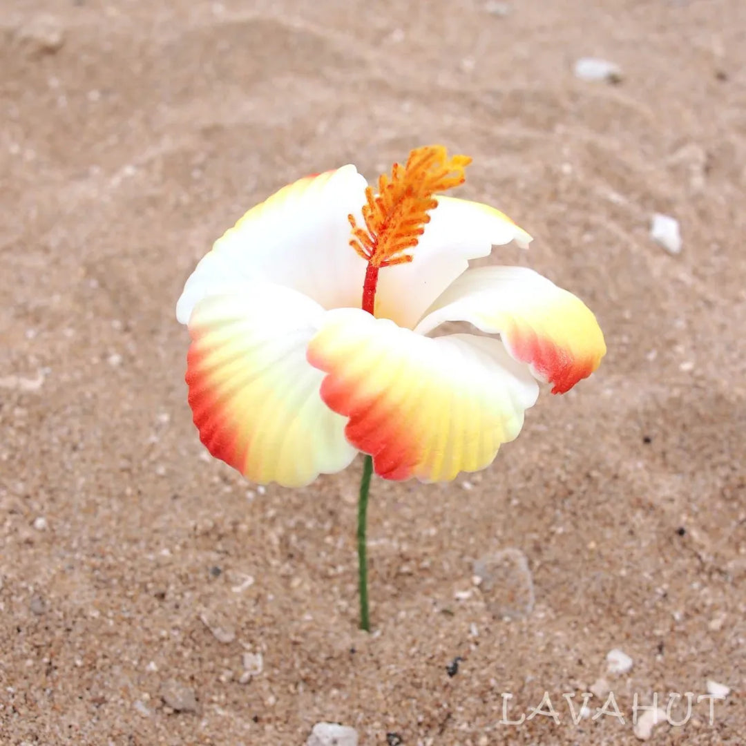 Orange Hibiscus Flower Ear Stick - Made in Hawaii