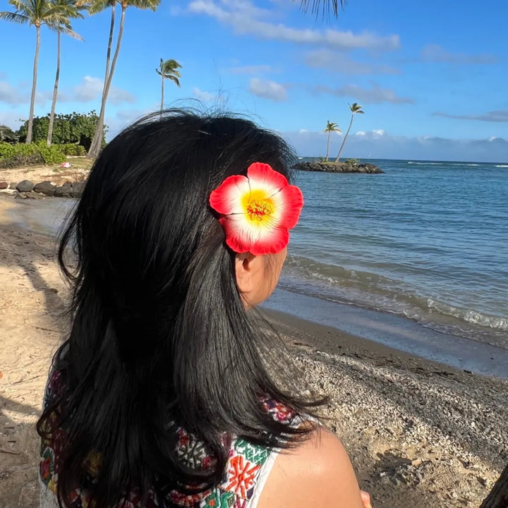 Orange Hibiscus Flower Hair Clip - Made in Hawaii