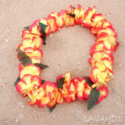 Orange Luau Flower Lei - Made In Hawaii