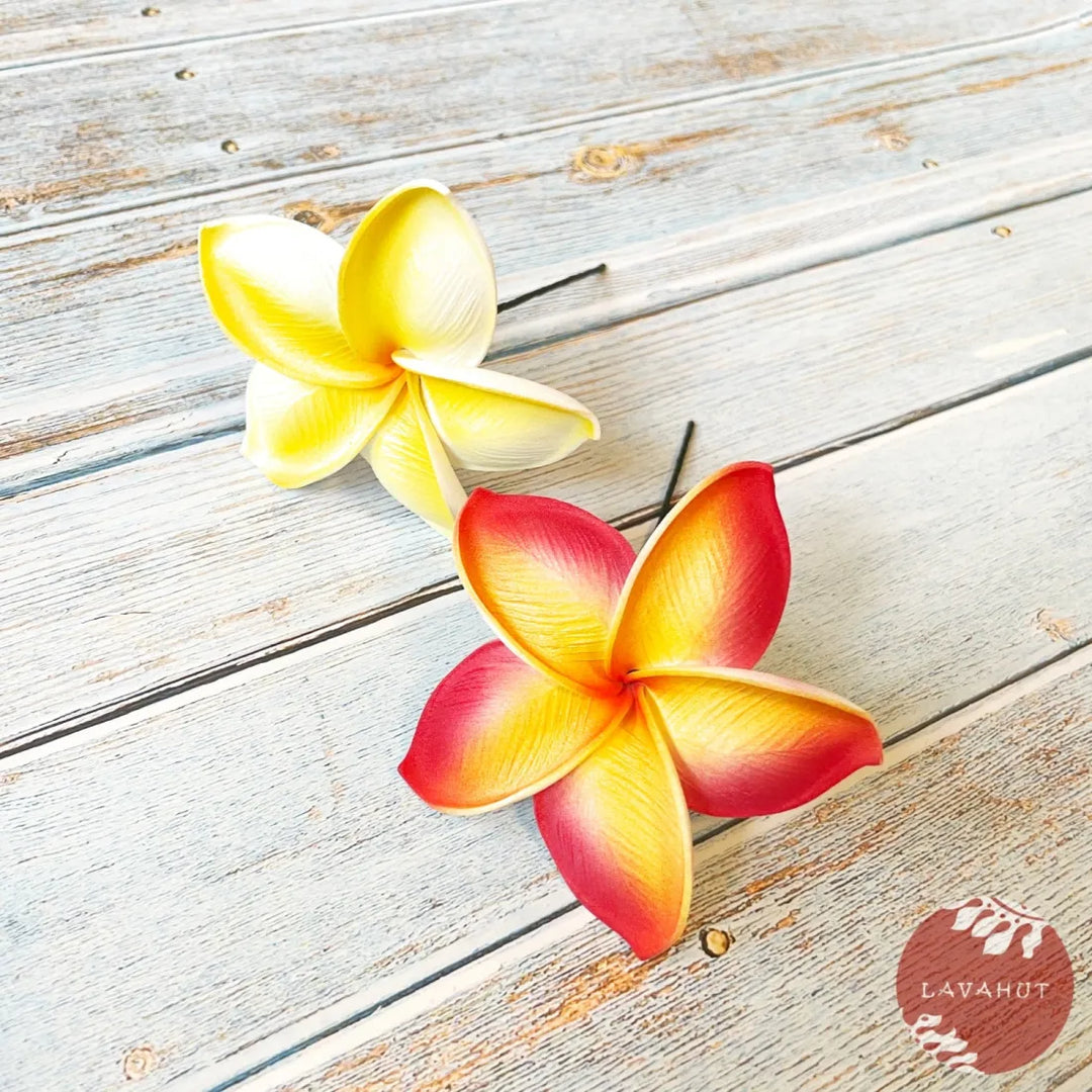 Orange Plumeria Flower Ear Stick - Made in Hawaii