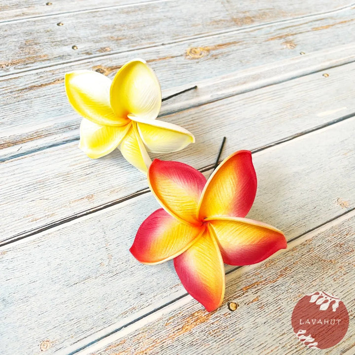 Orange Plumeria Flower Ear Stick - Made in Hawaii