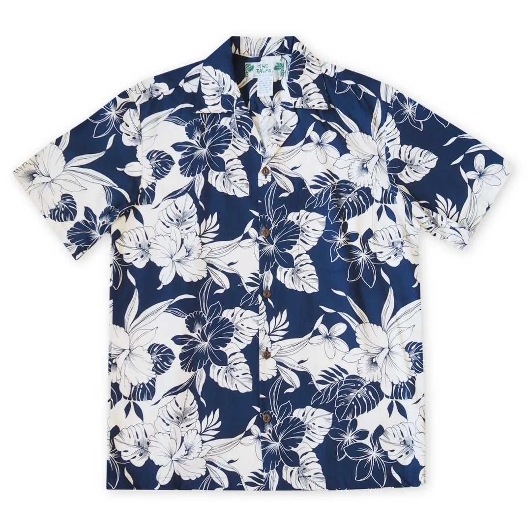 Orchid Blast Blue Hawaiian Cotton Shirt - Made in Hawaii