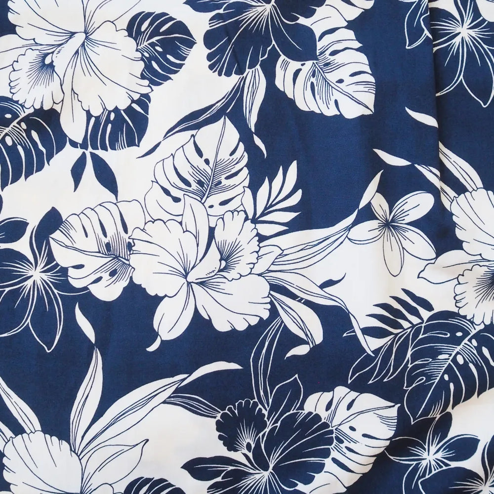 Orchid Blast Blue Hawaiian Cotton Shirt - Made in Hawaii