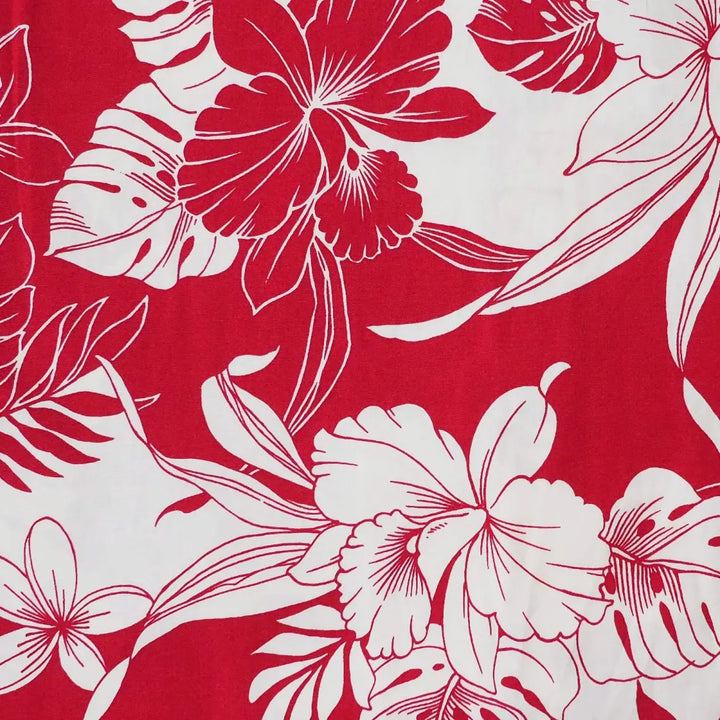 Orchid Blast Red Hawaiian Cotton Shirt - Made in Hawaii