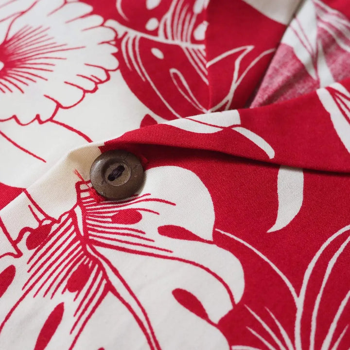 Orchid Blast Red Hawaiian Cotton Shirt - Made in Hawaii