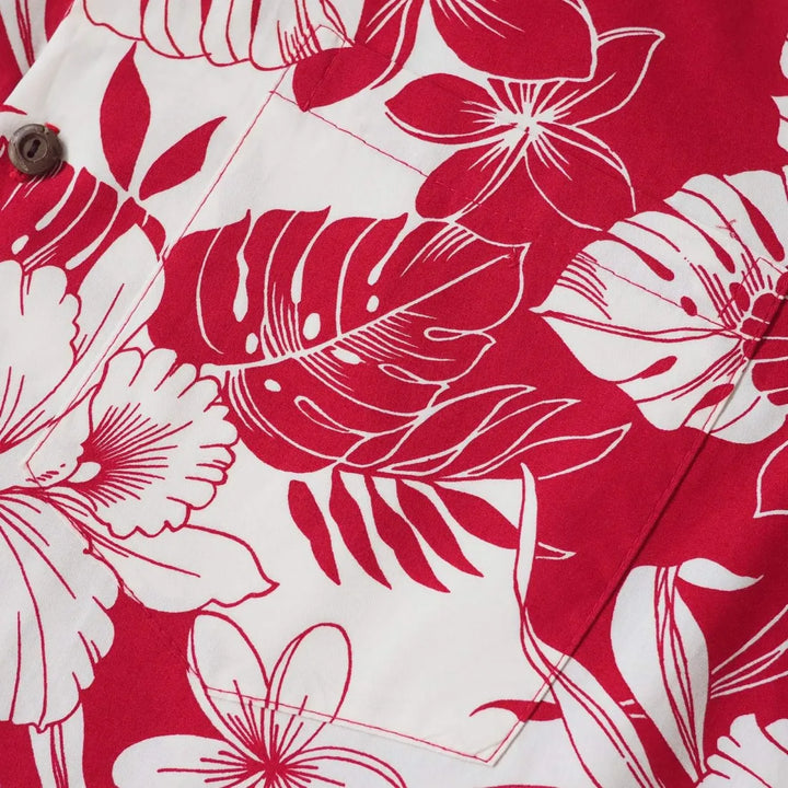 Orchid Blast Red Hawaiian Cotton Shirt - Made in Hawaii