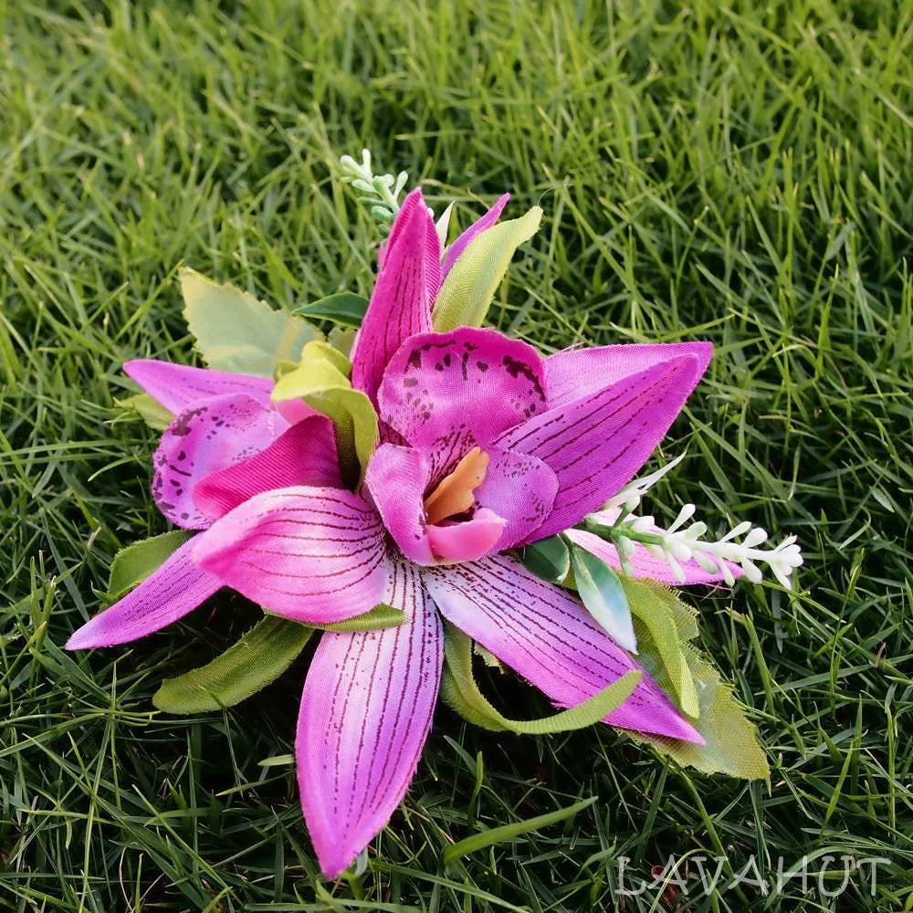 Orchid Burst Purple Hawaiian Flower Hair Clip - Made In Hawaii
