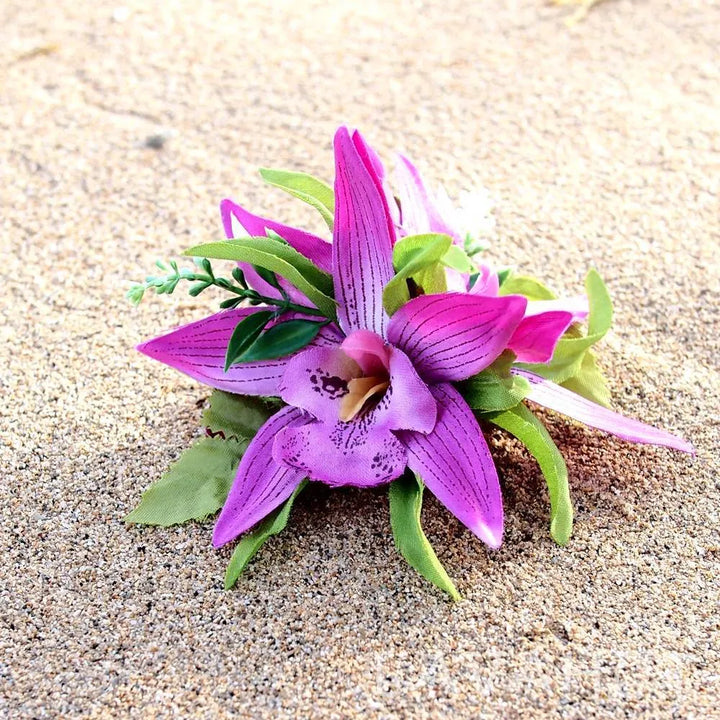 Orchid Burst Purple Hawaiian Flower Hair Clip - Made in Hawaii