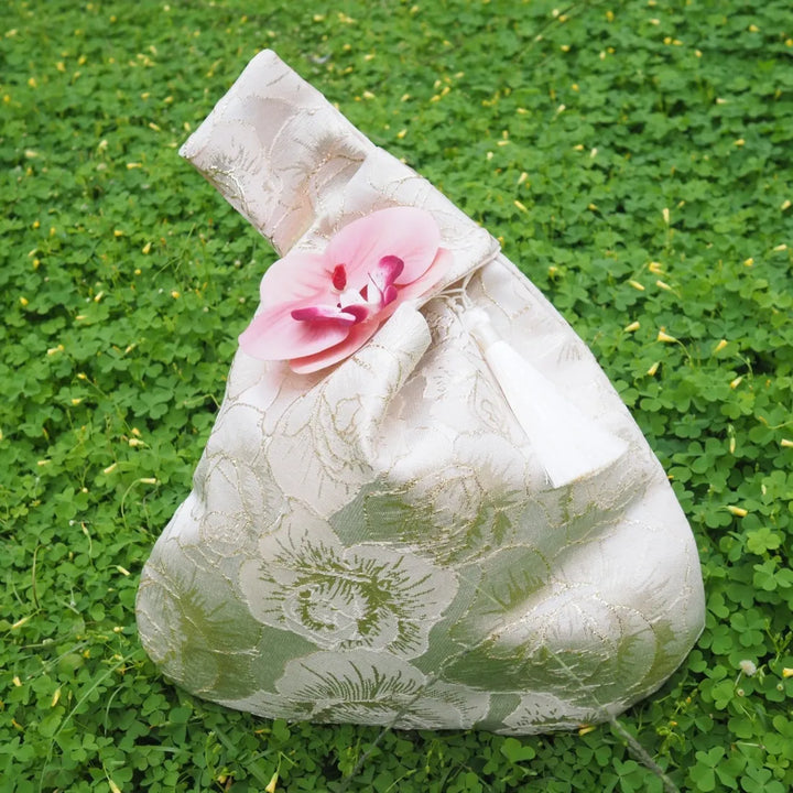 Orchid Elegance Cream Knot Bag - Made in Hawaii