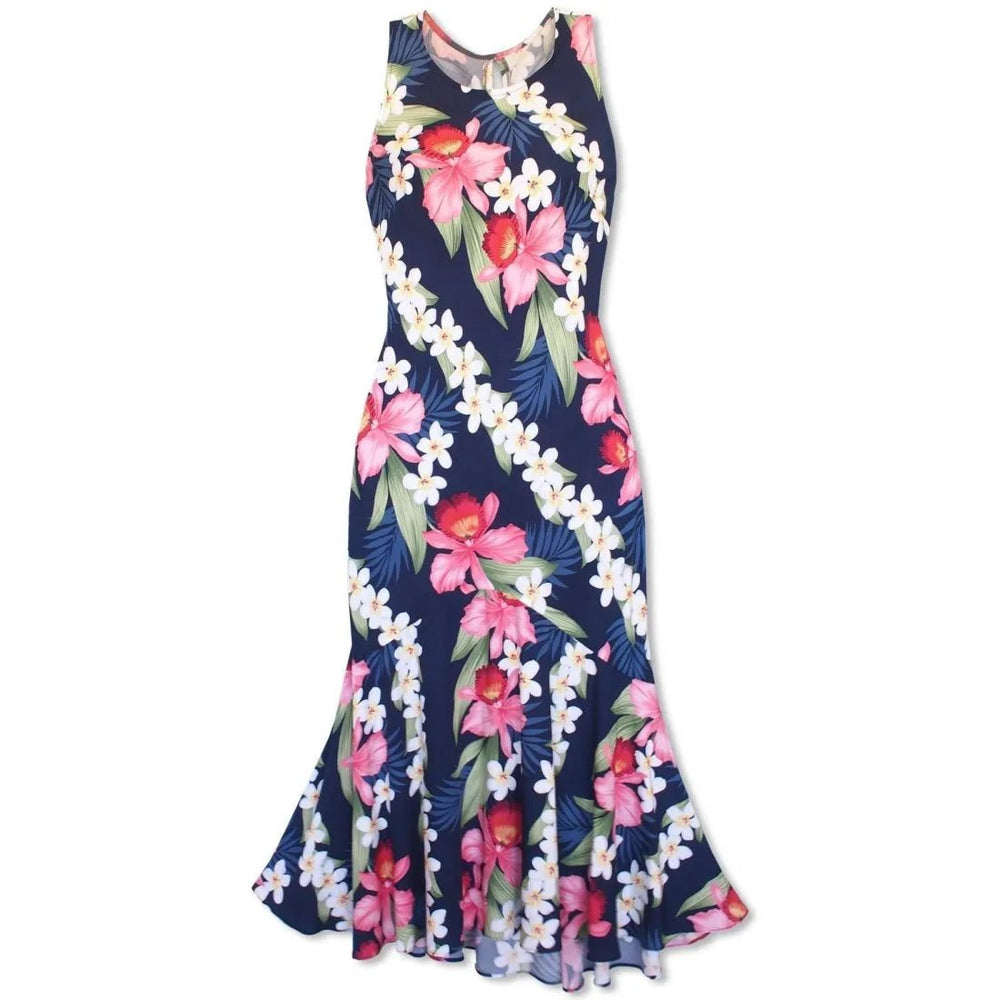 Orchid Play Blue Lehua Hawaiian Dress – Authentic Hawaiian Women's Dress by Lavahut