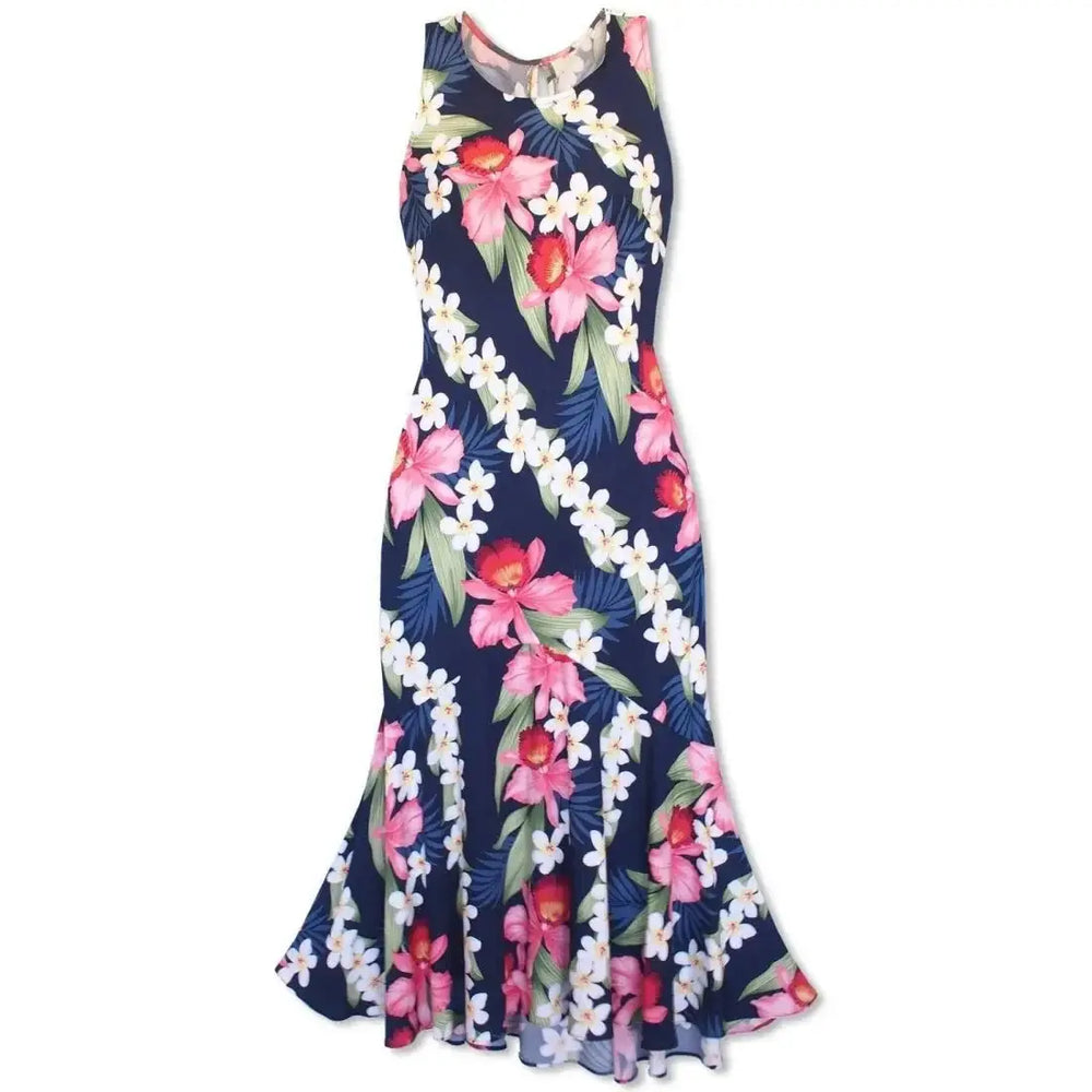 Orchid Play Blue Lehua Hawaiian Dress Made in Hawaii