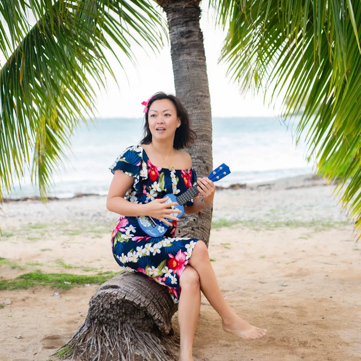 Orchid Play Blue Rainbow Hawaiian Dress - Made in Hawaii