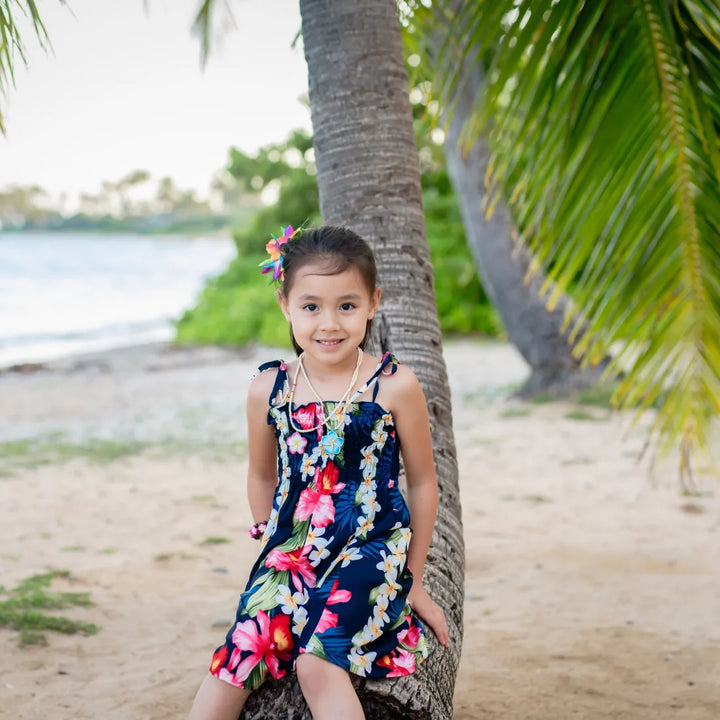 Orchid Play Blue Sunkiss Hawaiian Girl Dress - Made in Hawaii