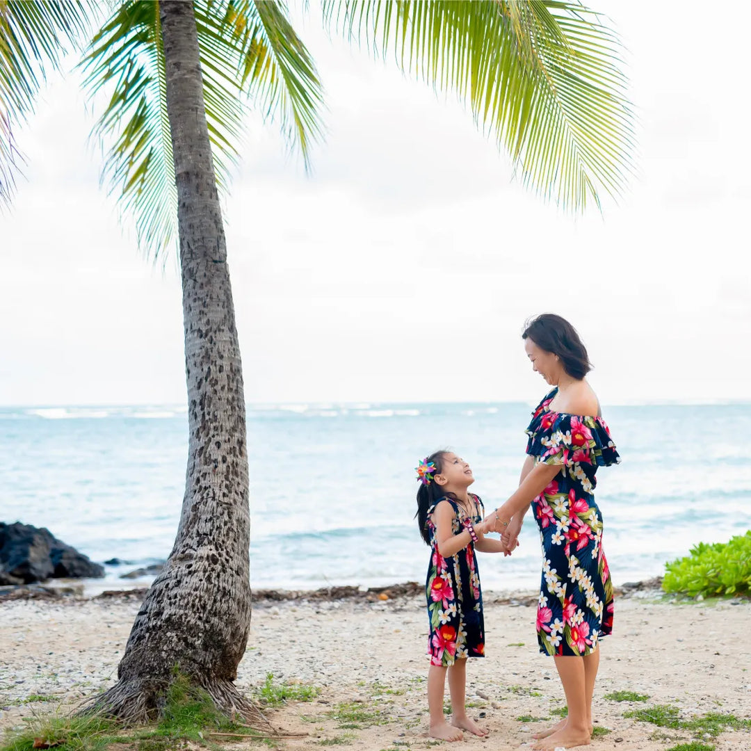 Orchid Play Blue Sunkiss Hawaiian Girl Dress - Made in Hawaii